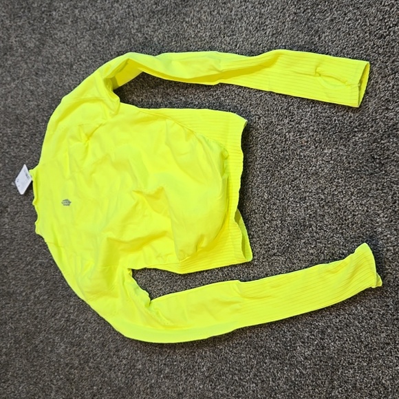 NWT Free People Karma Layer Neon Yellow Women's Crop Top highlighter  Sz XS/S - Picture 10 of 11